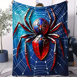 Tech Spider Pattern Blanket, All-Season Use, Suitable for Bed Sofa Car Room Decor Gift, Unisex Single-Sided Print, Traditional Style