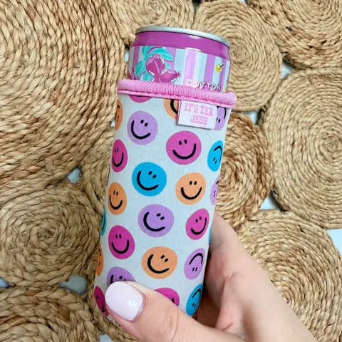 Slim Can Sleeve - Happy Face