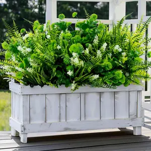 10 Bundles 5 Styles Fake Plants, UV Resistant Artificial Outdoor Plant, Boston Fern Lavender Plastic Flowers, Greenery Shrubs for Garden Home Decor