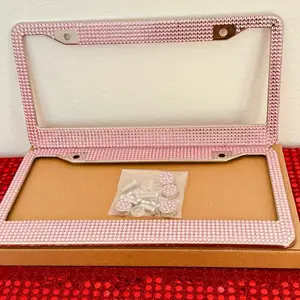 Pink Bling License Plate Frame, License Plate Cover + Bonus Item