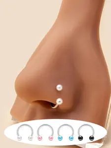 Faux Pearl Decor Nose Cuff, Nose Ring Jewelry, Nose Piercing Jewelry, U-pivot Ear Cartilage Stud Jewelry for Women & Men, Fashion Jewelry for Party, Daily Decor, Trendy All-match & Exquisite Jewelry for Birthday Gift