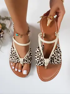 Women's Fashion Leopard Print Flip Flops, Leopard Pattern Slides, Casual Comfortable Slides for Beach, Fashionable Slides for Indoor & Outdoor Wear