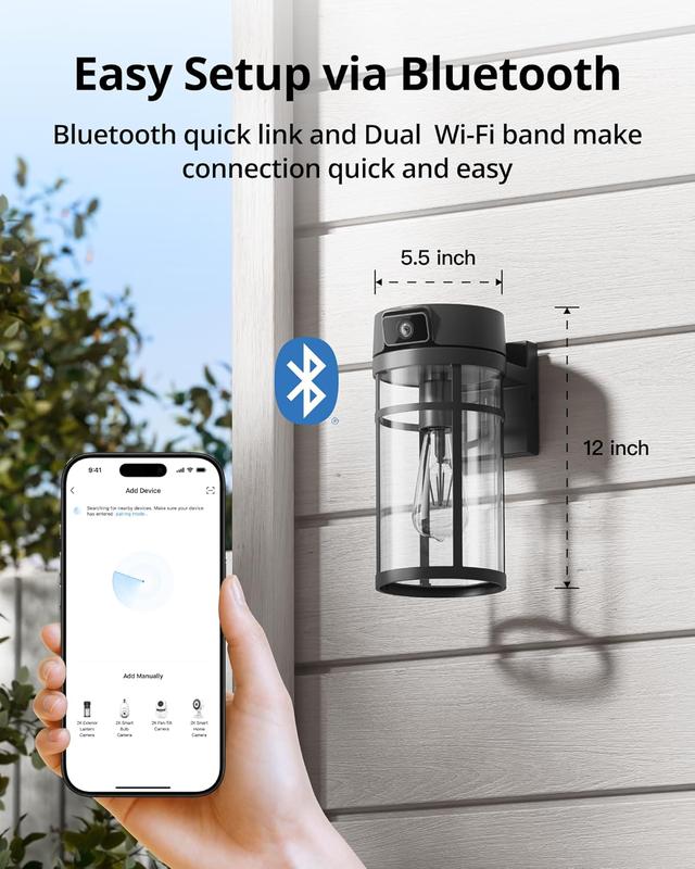 Outdoor Porch Light Camera, 4K Wi-Fi Security Cam with AI Human Detection, Pan & Tilt, Dusk to Dawn, 2-Way Audio, Cloud/SD Storage, Wall Lantern Sconce Camera for Porch, Garage, Patio, Doorway