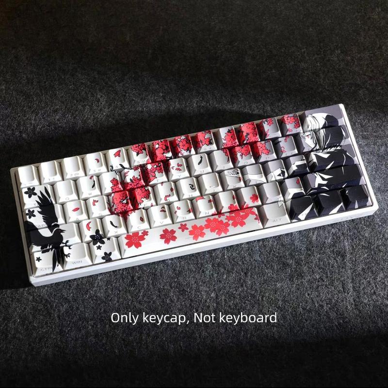 Cherry Blossom Pattern Keycap, PBT Five-sided Sublimation Keycap, Durable Keyboard Keycap for 6.25U Space 61/68/75/8487/98/100/104/108