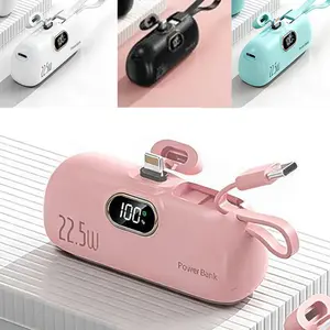 Ultra-Compact Mini Power Bank 5000mAh, Lightweight Portable Battery Pack with Smart Digital Display, Pocket Size Emergency Charger for iPhone and Android Devices