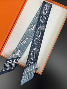 Brand Design Cashew Horse Printed Women Scarf Luxury Long Silk Scarf Fashion Hair Headband Foulard Skinny Bag Scarves