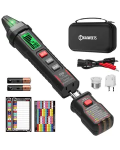KAIWEETS Circuit Breaker Finder with LCD Display, GFCI Outlet Tester, AC 90-130V Electrical Circuit Tracer Tool with NCV Tset & Flashlight, Includes Carrying Case with Adapter, Alligator Clips -KT303P