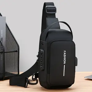 Multifunctional Password Lock Stylish Crossbody Bag, Anti-Theft Design, Fashionable Durable Fabric, Multiple Compartments, Adjustable Strap