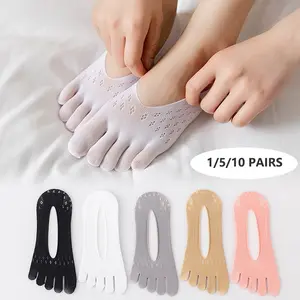 Women's Breathable Mesh Invisible Socks, Toe Compression Socks with Silicone Anti-Slip Design, Ultra-Thin Boat Socks, Perfect Gift