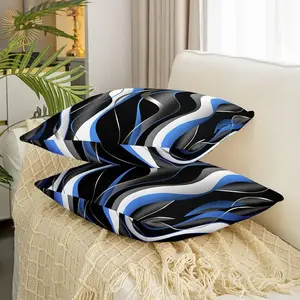 Stripes Blue Black White Throw Pillow Covers,Set of 2 Geometric Pillow Cases Cushion Covers for Living Room,Striped Art Throw Pillowcases