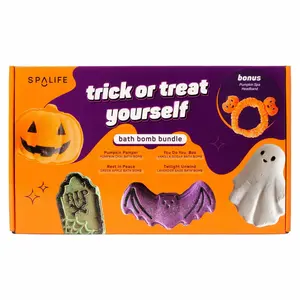 Halloween Bath Bomb Bundle + Pumpkin Headband Spa Set