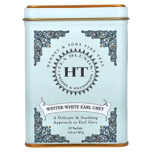 Harney & Sons HT Tea Blends, Winter White Earl Grey, 20 Sachets, 1.4 oz (40 g)