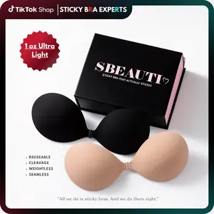 SBEAUTI Strapless Bra Push up Sticky bra Seamless Strapless Backless Sweat proof glue Ligher fabric adhesive Cleavage Bra Invisible Bra for Date Night Party Wedding dress SummerVibe