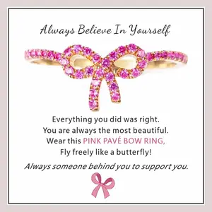 VEVE Pink Bow Knot Ring,Perfect For Daily Wear,Work And Gifts For Friends Or Loved Ones