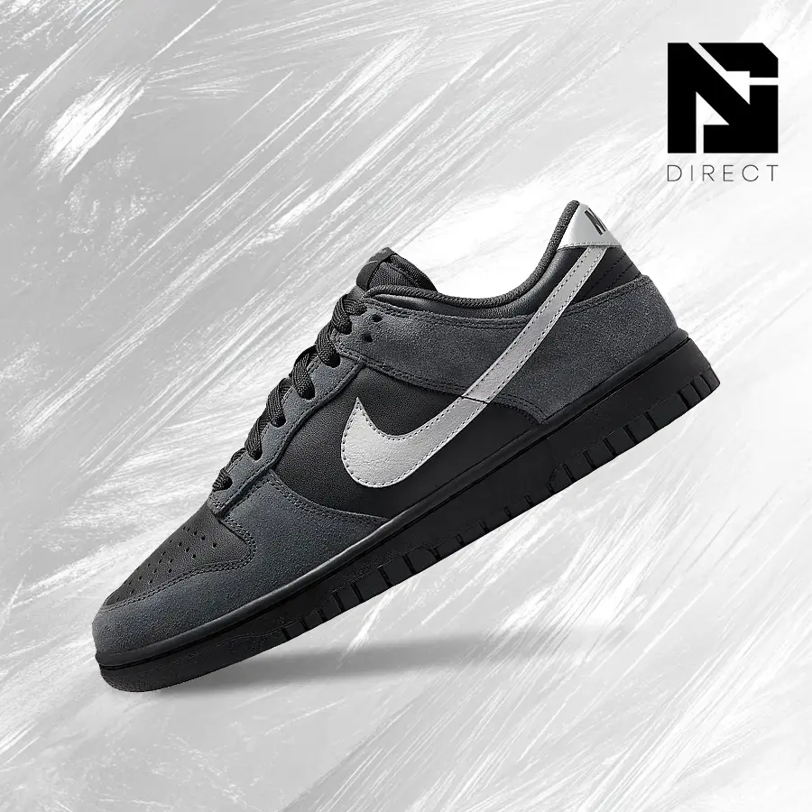 Nike Women's Dunk Low 'Black Anthracite Silver' Low-Top Sneaker, Shock-Absorbent with Standard Fit for Casual Streetwear, II7636-001, Rubber, All Day Sneakers, Athletic Casual Sneakers