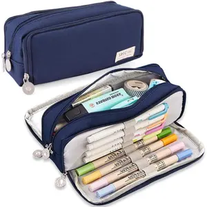 Large Pencil Case 3 Compartments Pencil Pouch Big Capacity Pencil Bag for  Teen Girls Boys Student School Supplies Oxford Organizer Pen Bag  Makeup Pouch
