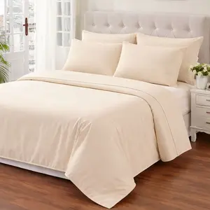 Beige Queen Size 6pc Bamboo Sheet Set Organic Egyptian Touch 2500 Series with 4 Pillow Cases