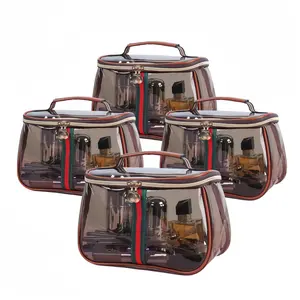 New Retro Vintage Vanity Bag, Portable Large Capacity Women's Travel Storage Bag, Cosmetic Bag, Waterproof Transparent Toiletry Bag, Gifts for young women, cosmetics, and toiletries storage (brown)