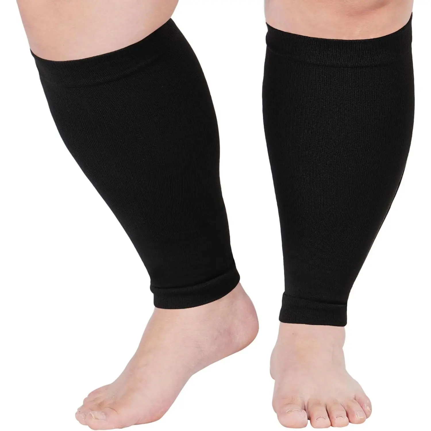 Women's Plus Size High Elasticity Compression Leg Sleeves - 15-20mmHg Wide Calf Knee High Compression Stockings, Breathable Fabric Supportive Wear for Varicose Relief, Nurses & Men, Lady, Sock