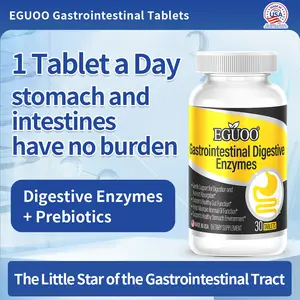 EGUOO Gastrointestinal Digestive enzyme 30 Tablets (1 Bottle) - Organic Prebiotics & Multi Enzymes for Digestive Health & Gut Health - Gut Cleanse