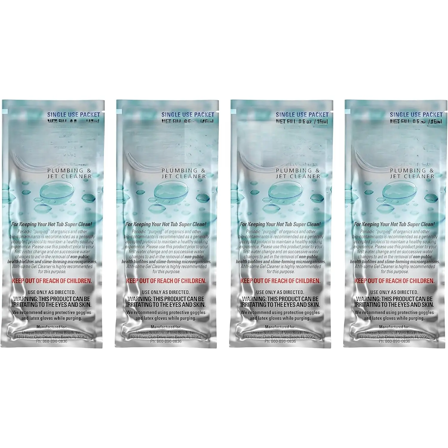 - Hot Tub Cleaner & Purge Packet | Clean Pipes, Jet Line & Jets Gunk Build Up | Clear & Soften Water for Hot Tub, Jetted Tub, Swim  | Top Clarifier Up To 450 Gallons Of Water (Pack of 4)