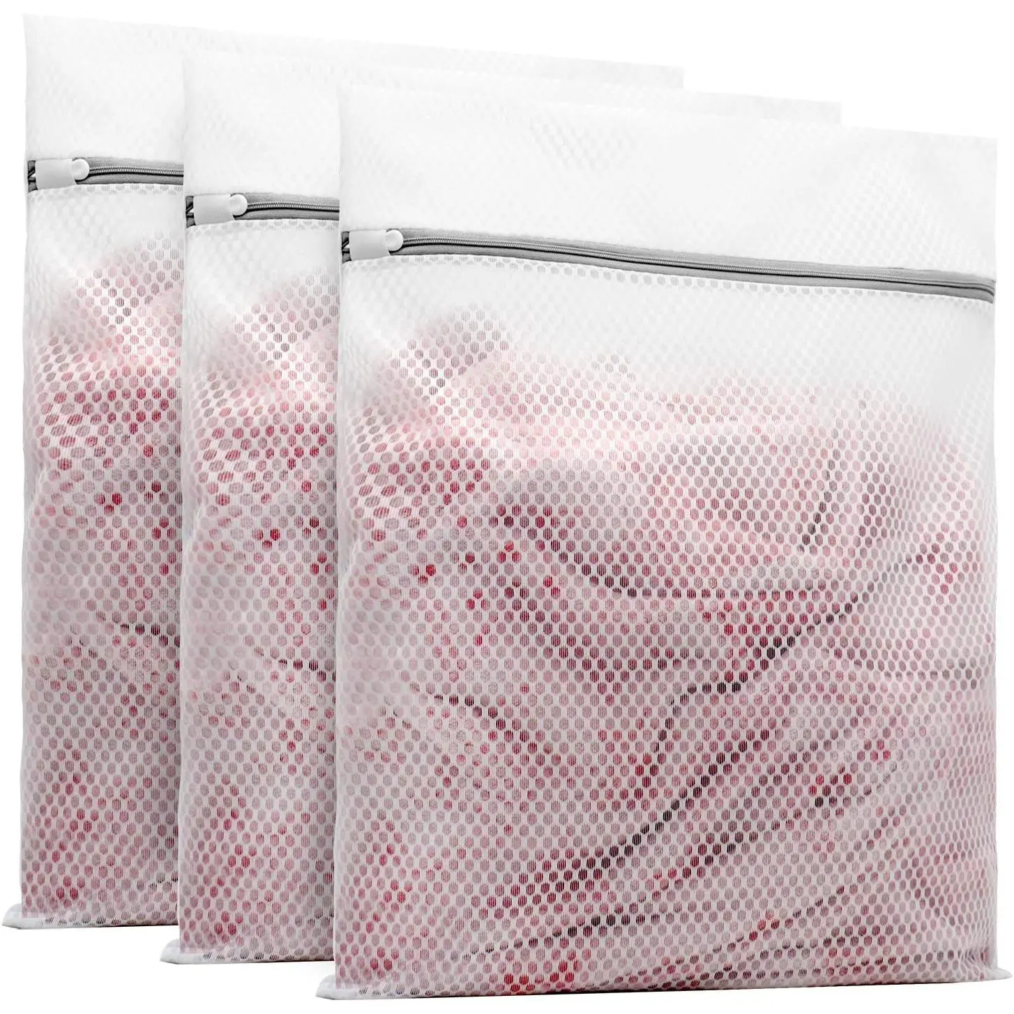 3 count Durable Honeycomb Mesh Laundry Bags for Delicates 16 x 20 Inches (3 Large)