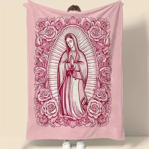 Soft Funny Throw Blanket Cozy Pink Virgin Mary Blanket Soft Funny Throw Blanket Cozy Lightweight Plush Portable Cover Blanket For Sofa,Warm Gift For Birthday,Christmas,Multiple Blankets