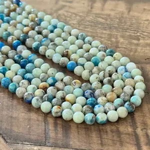Azurite in Calcite Beads Strand - 6mm - 8mm