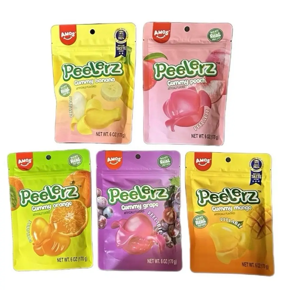 Amos Peelerz 6 oz Fruity Gummy - Assorted Flavors - Peelable Gummy Candy - Snack & Sweet Treat peelers gummies peeleble mango peel peeler z orange ban