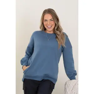 Fleece Hi-Low Boyfriend Sweatshirt With Pocket