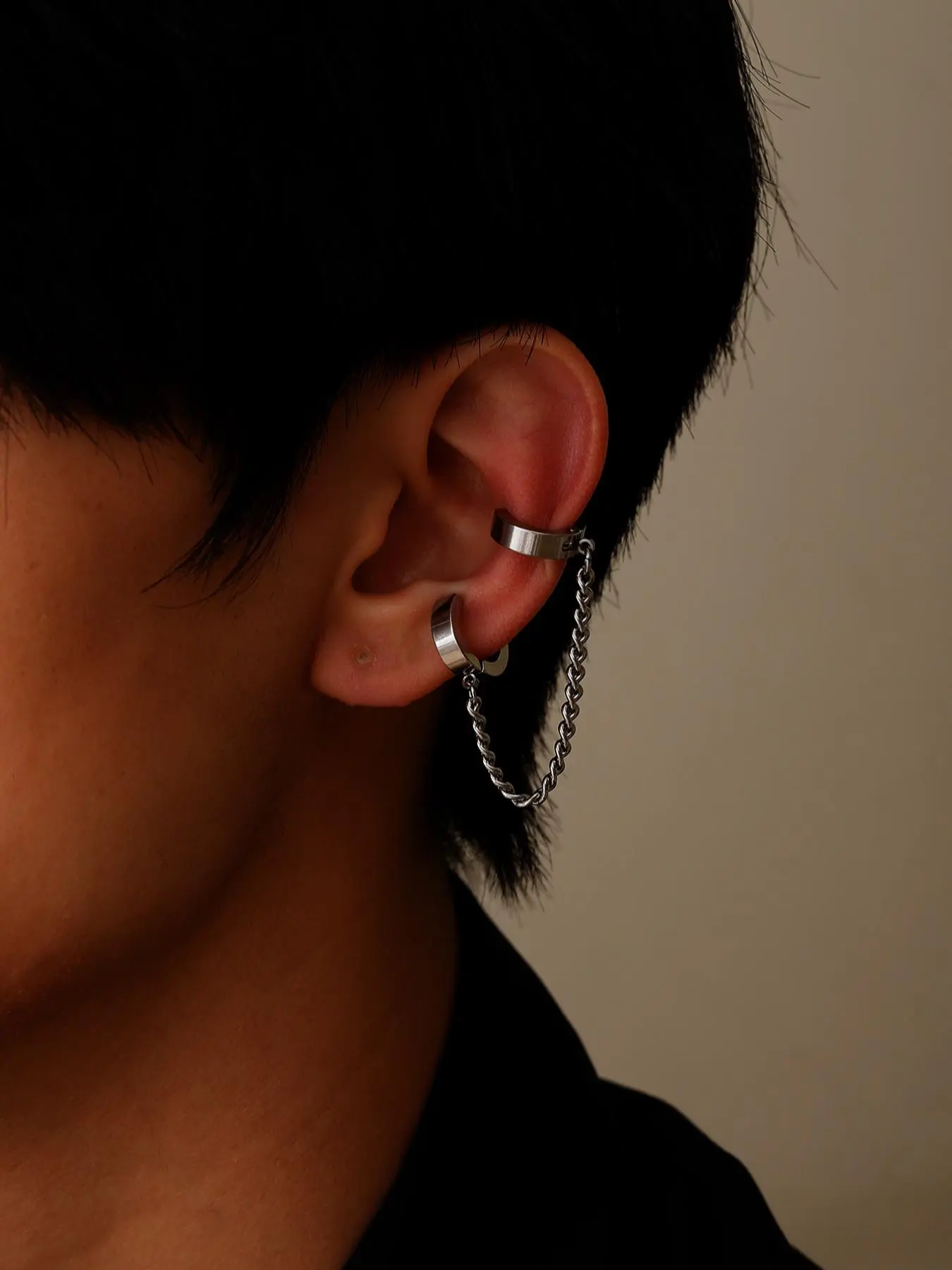 Men's Street Trend Chain Decorated Ear Clip, Non Piercing Jewelry, 1 Count Casual Trendy High Quality Earrings, Non Pierced Earrings, Fashionable Jewelry for Daily & Party Decoration, Trendy Fashionable Accessories