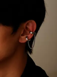 Men's Street Trend Chain Decorated Ear Clip, Non Piercing Jewelry, 1 Count Casual Trendy Earrings, Fashionable Jewelry for Daily & Party Decoration, Trendy Fashionable Accessories
