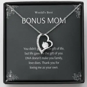 Bonus mom gifts, Bonus mom necklace, Bonus mom jewelry, Bonus mom quotes, Stepmother necklace, Step mom necklace, Step mom jewelryr, Anniversary Gift, . Necklace Jewelry With Meaningful Messages Card & Box