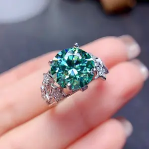 5 Carat Paraiba Style Starry Sky Pavé Ring for Women  Large Artificial Gem Diamond Style Micro Pavé Band Open Adjustable Light Luxury Gift Her