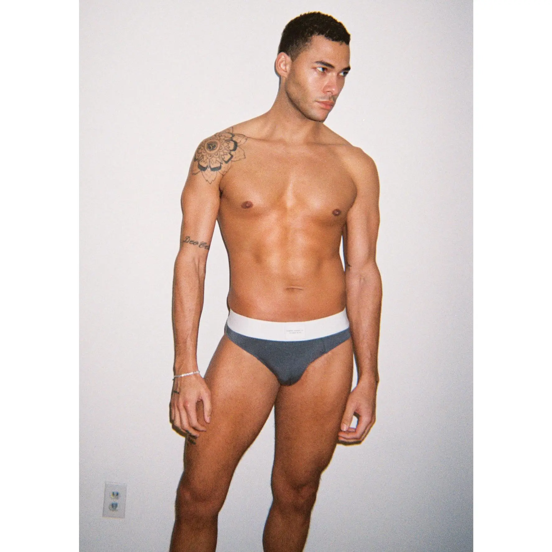 Charcoal Tencel Brief - 1.75 Inch White Elastic W/ Patch