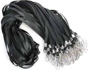 50 Pack black Lanyards for Id Badges Lanyards Safety Badge Lanyard 18" with Swivel Hook