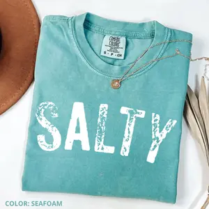 Comfort Colors Salty T-Shirt, Retro Summer Beach Tee, Women Favorite Top, Apparel