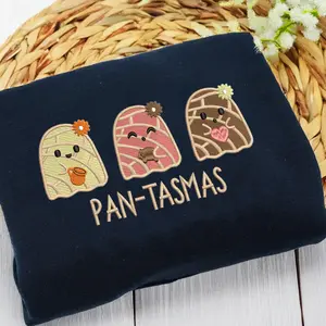 Halloween Pantasmas Embroidery Sweatshirt, Halloween Embroidery Shirt, Halloween Gift For Her, Mexican Conchas Shirt