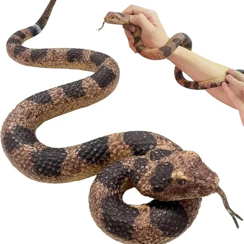 Realistic Fake Snakes Toy Soft Rubber Snake Realistic Keep Birds and Squirrels Away, Rattlesnake Toys for Garden Gift April Fools' Day Party Favors or Halloween Decoration Props