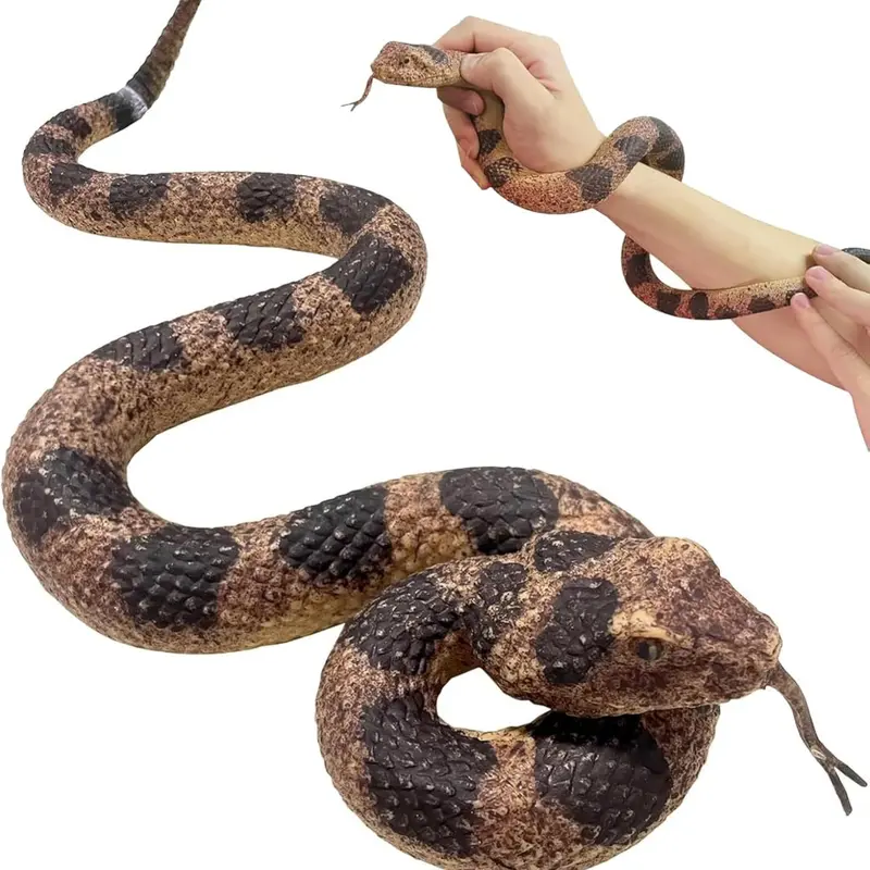 Realistic Fake Snakes Toy Soft Rubber Snake Realistic Keep Birds and Squirrels Away, Rattlesnake Toys for Garden Gift April Fools' Day Party Favors or Halloween Decoration Props