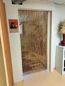 Natural Bamboo Beaded Curtain Doorway Divider 65 Strands 36x78 Eco Friendly Privacy Screen
