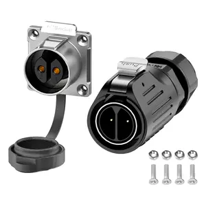 E-WeiChat EW-LP24 Industrial Waterproof Connector IP68 Quickly Plugging Aviation Connector Anti-Interference Circular Connector Fast Release Electrical Connector M24 2-24 Pin Flange Socket