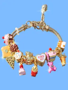 Cute Bear Donut Charm Bracelet, Fun Ice Cream Milk Tea Bracelet, Cake DIY Bracelet, Cute Bear Heart Letter Bracelet