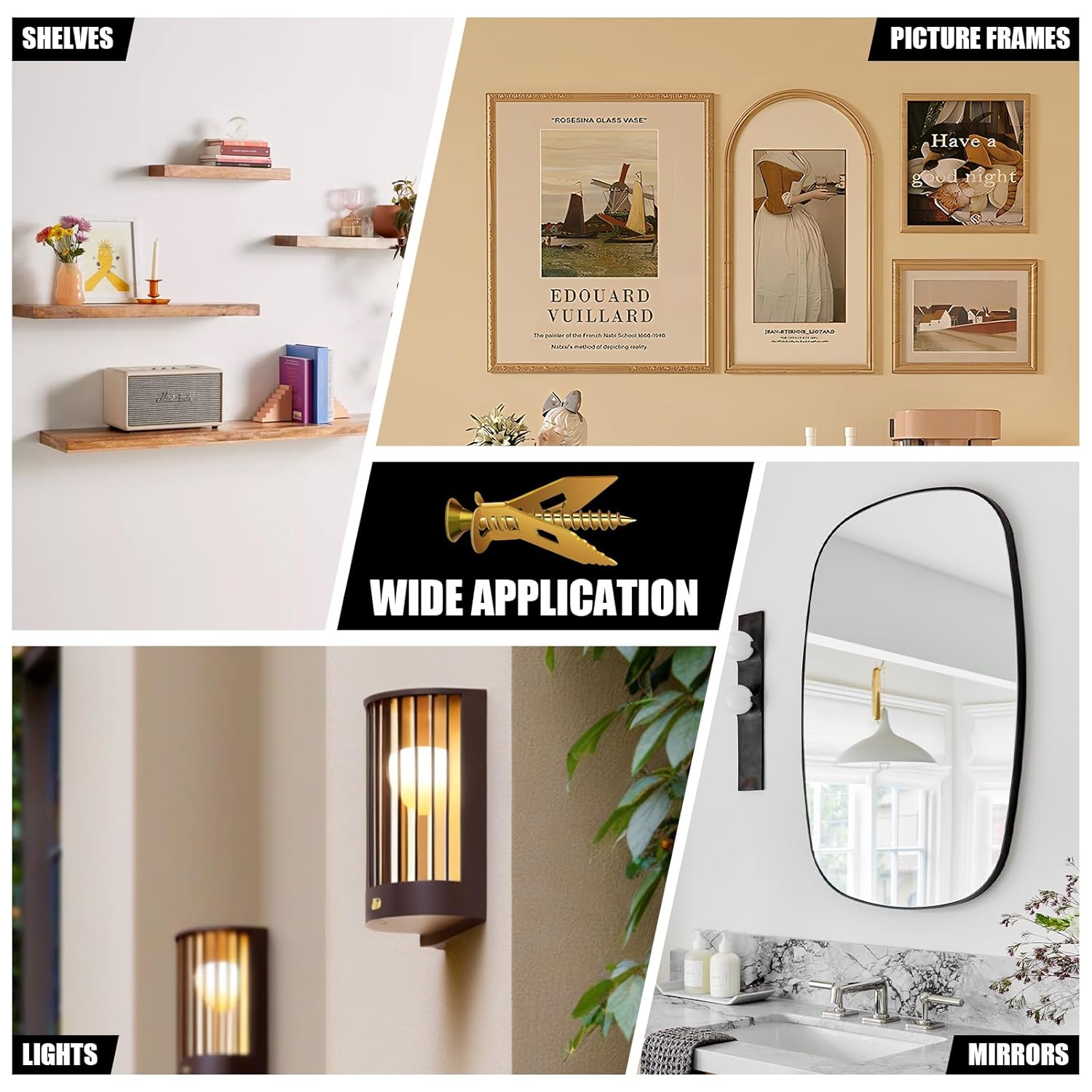 120 Pcs Self Drilling Drywall Anchors with Screws Kit, 3 Sizes Premium Zinc-Plated Manganese Steel Expansion Screws, No Pre-Drilling for Hollow Walls, Holds 100+ lbs for Shelves, TV, Cabinets Set Self-Drilling