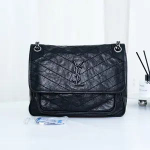 Pre-owned Yves Saint Laurent Saint Laurent YSL Black Silver Niki MM th260201025