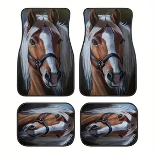 Horse Printed 4-Piece Universal Car Floor Mats Set, Stylish Interior Protection, Car Interior Accessory for Cars, Vans & Suvs, All-Season Use, Perfect Gift