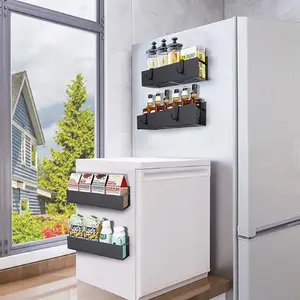 Magnetic Storage Shelf for Refrigerator | Free Up Counter Space with Movable Spice Rack & Paper Towel Holder | Kitchen Organizer