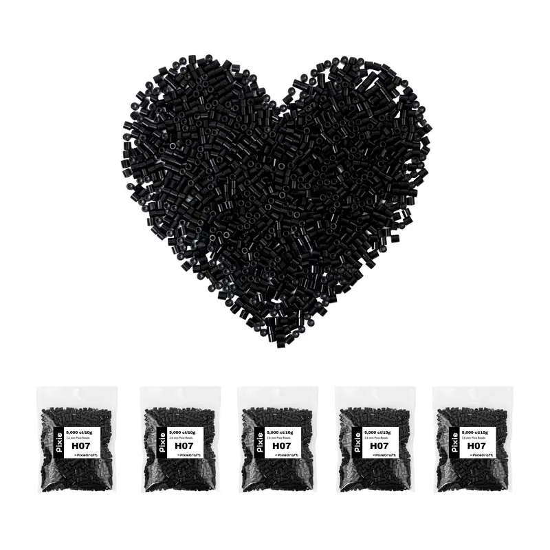 PixieCraft 5000 pcs 2.6mm Food-Grade PE Fuse Beads Refill Pack - Single-Color, Odor-Free, Even Melt for Smooth Clean Edges, 4x Sharper Outlines, Craft Embellishments for Kids Pixel Art DIY Supplies (Black/White/Transparent)