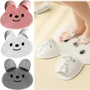 Rabbit Bath Shower Non-Slip Mat, Round Massage Foot Pad, Back Suction Cup, Scrub Cream for Feet & Back, Bathroom Accessories, Bath Mats