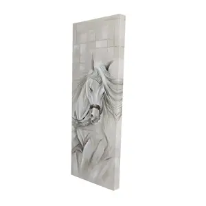 Begin Home Decor 2080-4816-AN74 16 x 48 in. White Horse in Wind Canvas - Industrial Bedroom Wall Decor